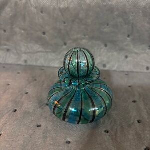 Murano Blue and Black Swirl Glass Art